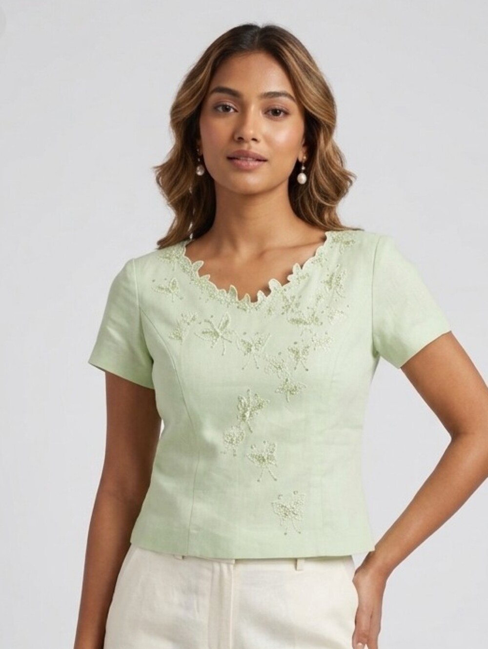 Plaza South Petite Lined Top - Linen Size 8P